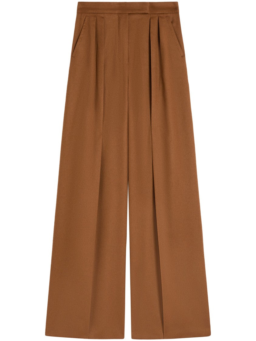 Max Mara Tailored Brown Leather Trousers With Minimalistic Design