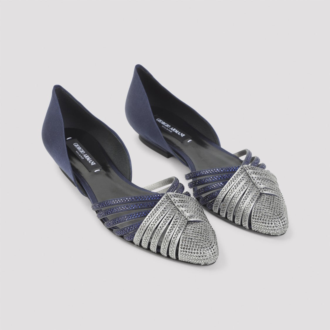 Giorgio Armani Blue Viscose Ballerinas With Crystal Adornments