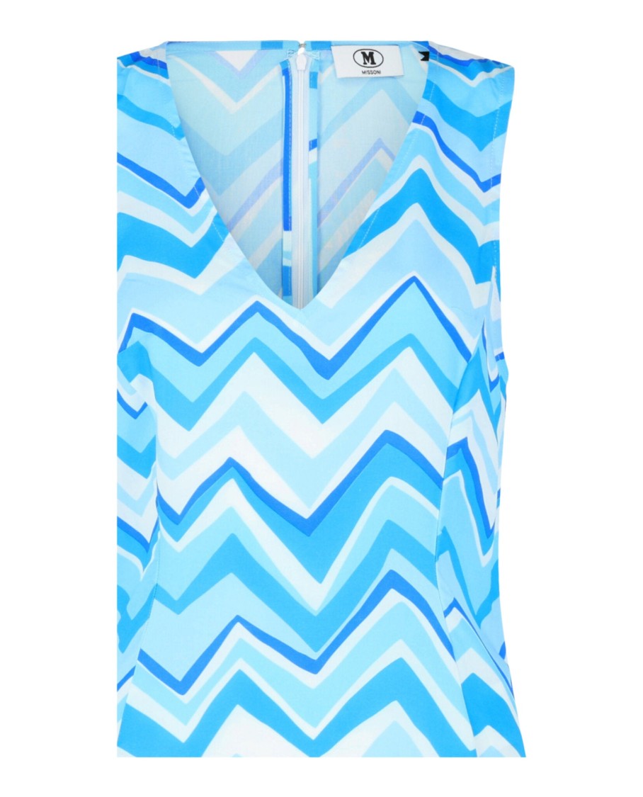 M Missoni Vibrant Zigzag Pattern Mini Dress With V-Neckline