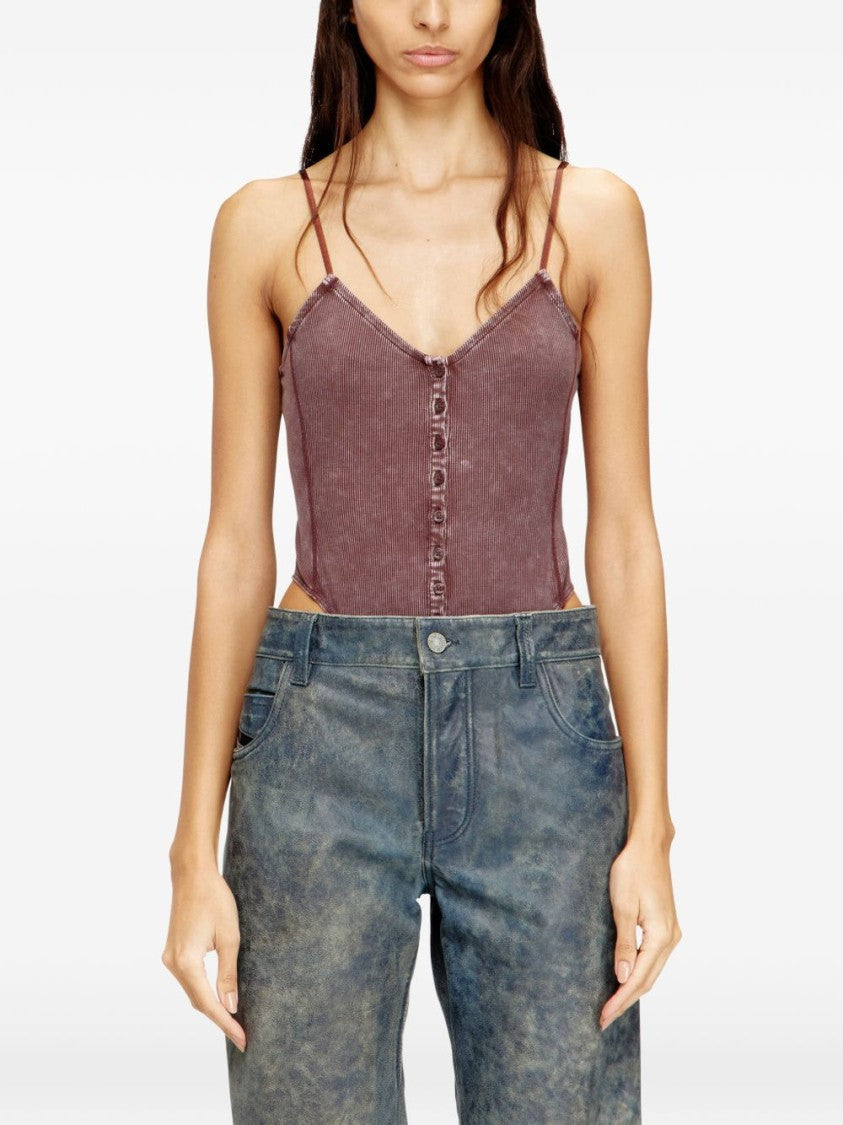 Diesel Brown Fitted Tank With Adjustable Spaghetti Straps