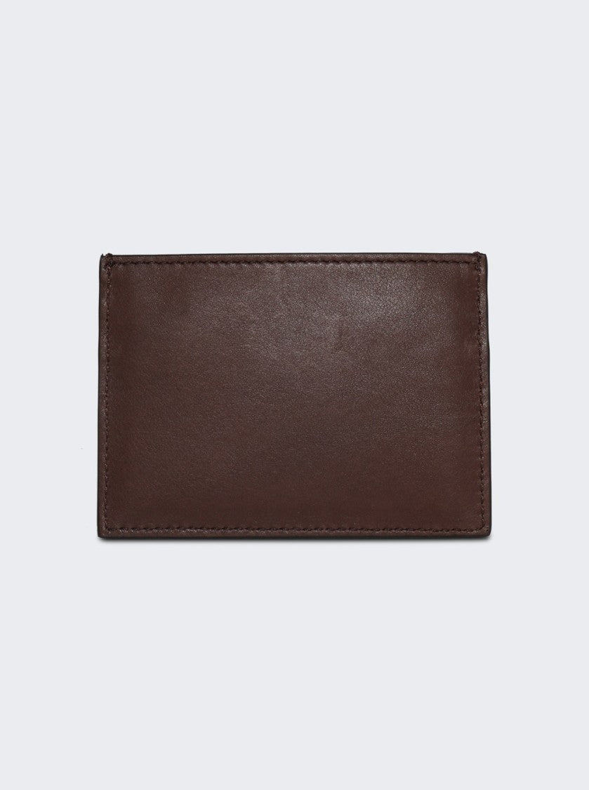 Thom Browne Soft Calf Leather Single Card Holder Dark Brown