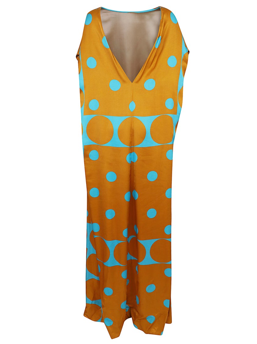 Dries Van Noten Long Geometric Print Satin Maxi Dress