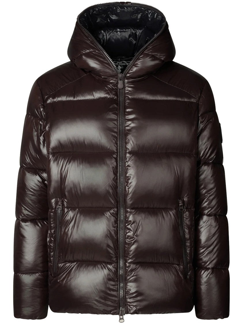 Save The Duck Padded Quilted Jacket With Hood And Glossy Finish