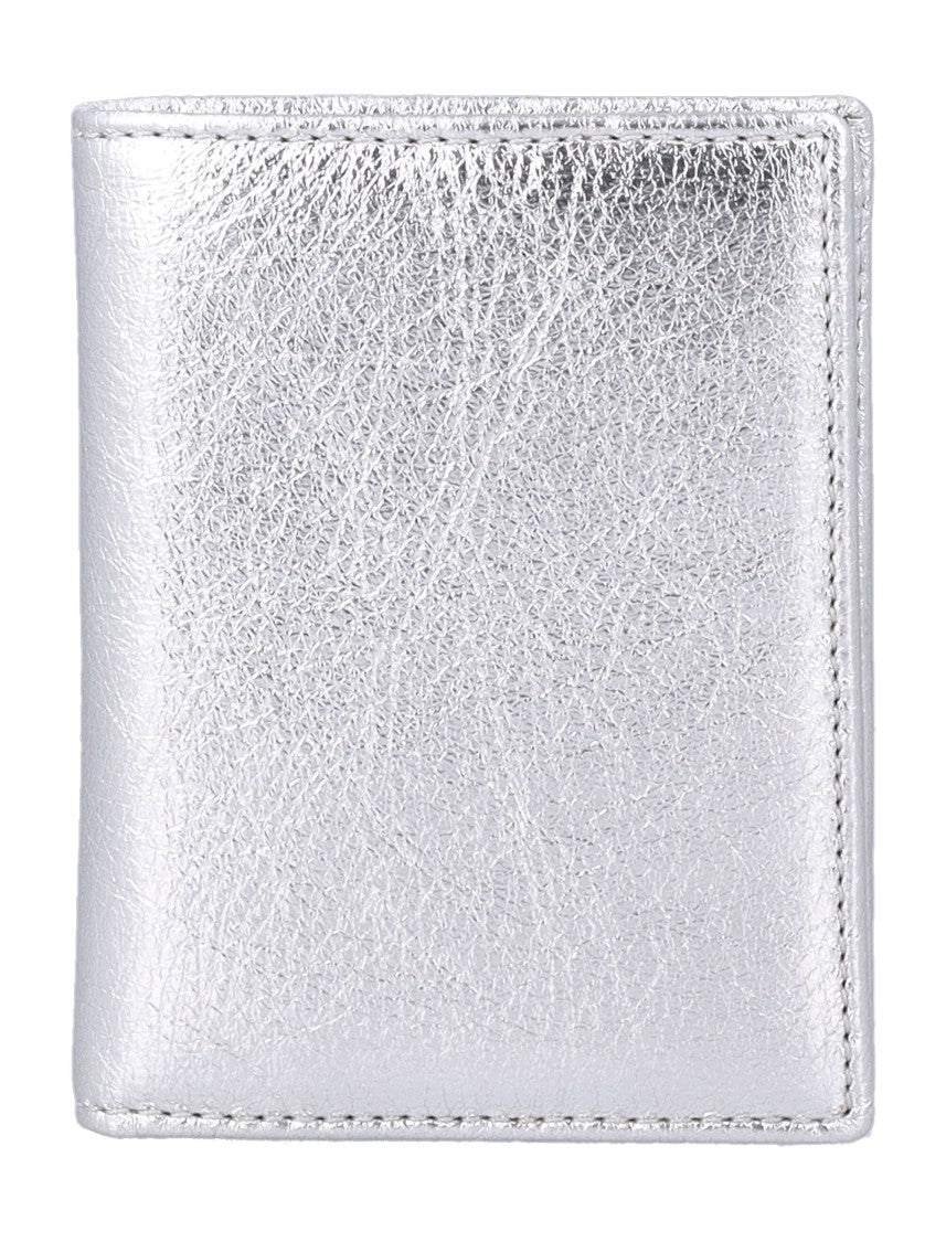 Comme Des Garçons Textured Metallic Silver Bifold Wallet With Card Slots