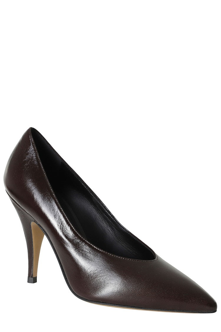 3Juin Simona Pumps In Coffee Leather With Pointed Toe