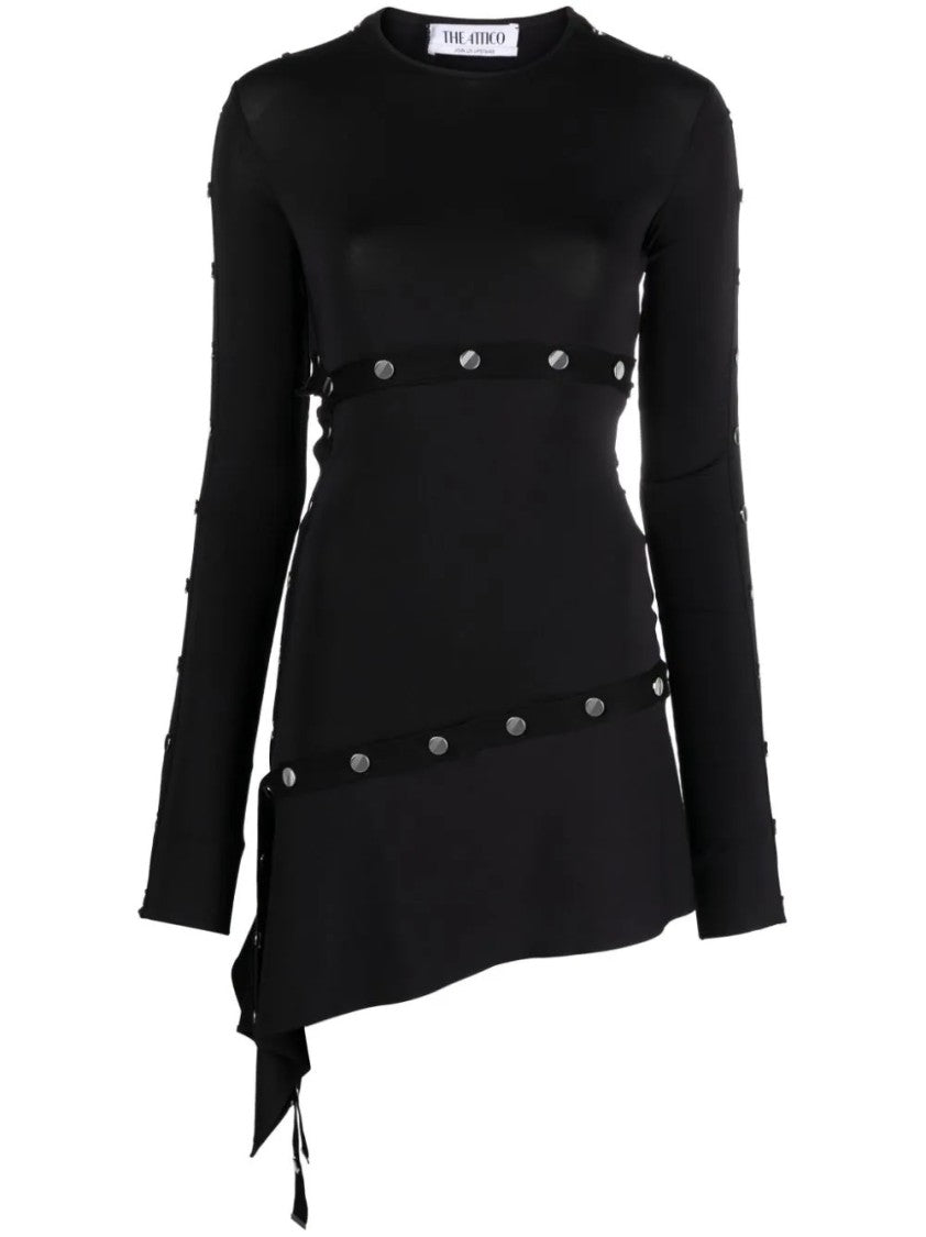 The Attico Asymmetrical Black Mini Dress