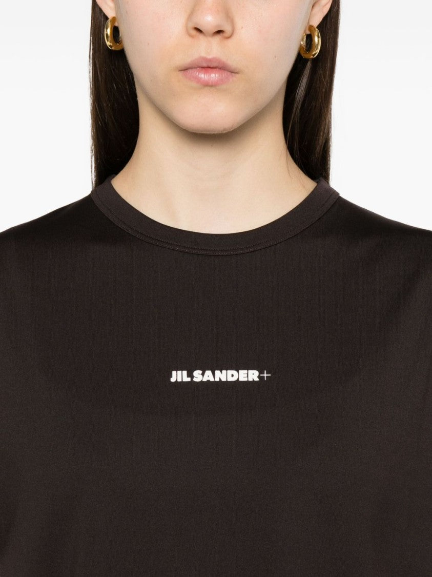 Jil Sander Boxy-Fit Brown T-Shirt With Centered Logo Print