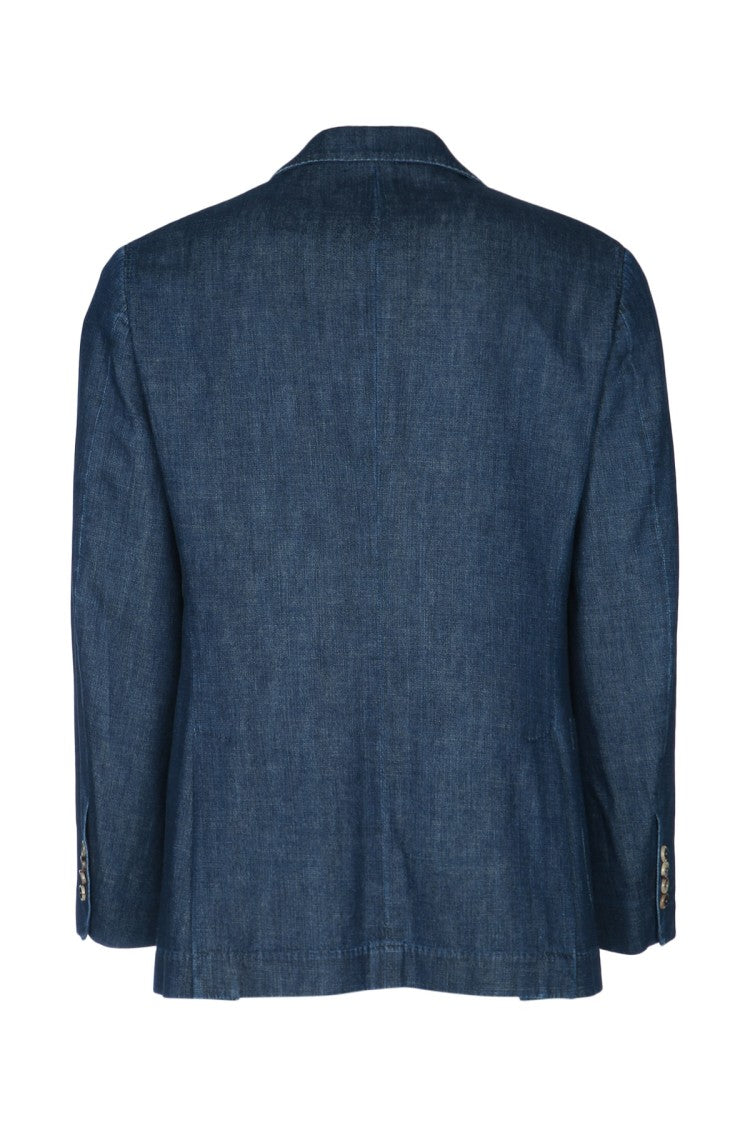 Brunello Cucinelli Tailored Suit-Type Jacket In Deep Blue Denim-Like Fabric