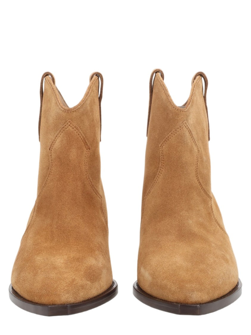 Isabel Marant Dewina Western Pointed Toe Calf Suede Ankle Boots