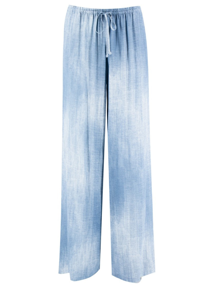 Ermanno Scervino Viscose Trousers With Vintage Jeans Print