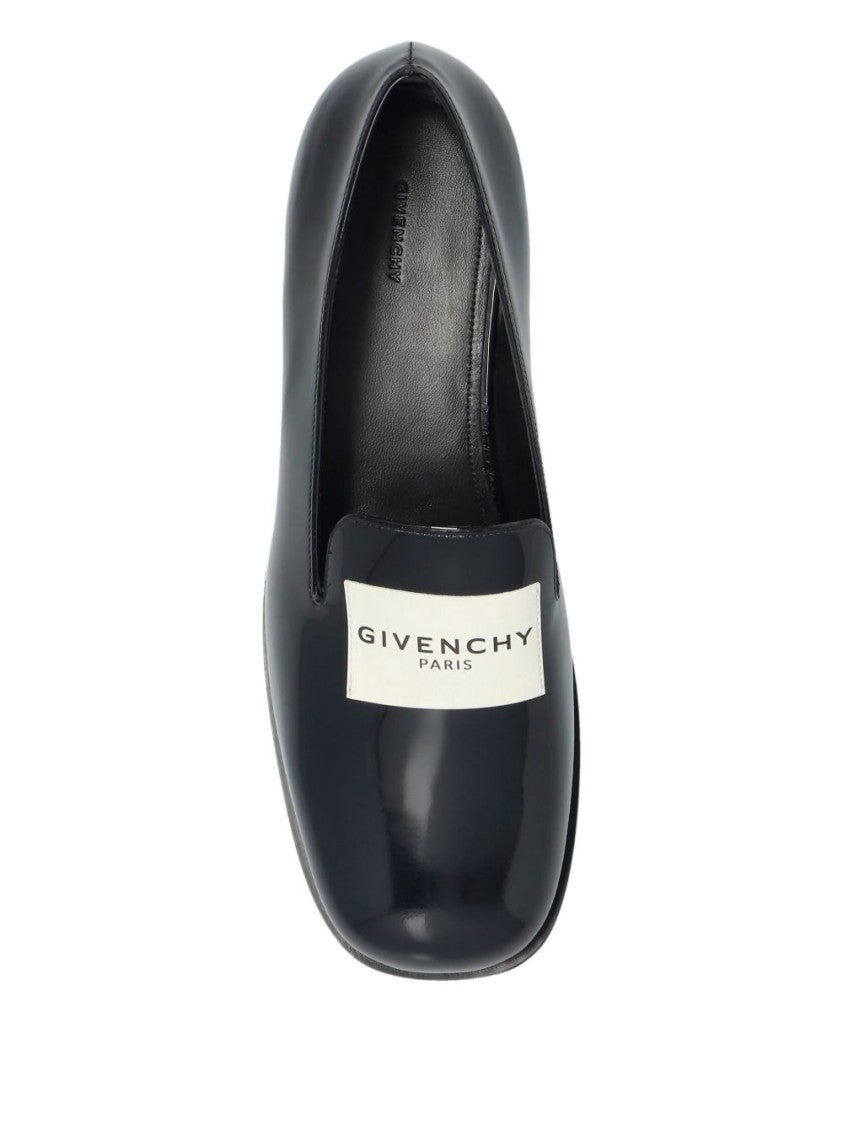 Givenchy Black Patent Leather Square Toe Flats