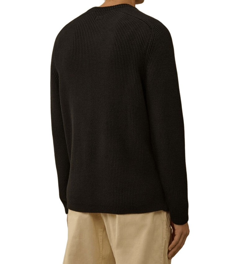 C.P. Company Ribbed Crewneck Sweatshirt With Iconic Lens Detail