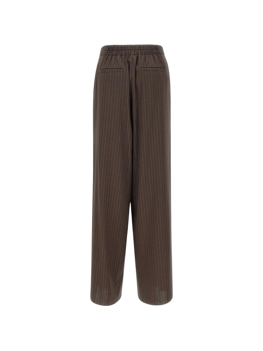 Marella Mllmaggio Pinstripe High-Waist Wide-Leg Cropped Pants