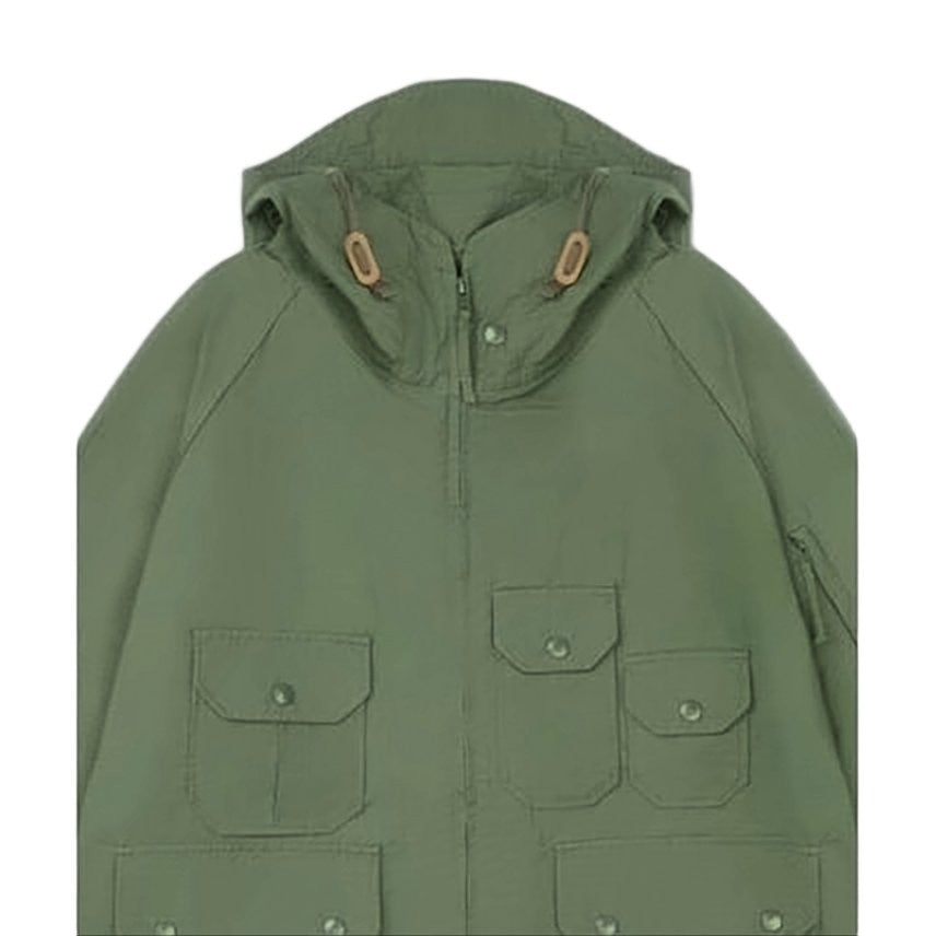 Jil Sander Hooded Olive Green Jacket With Snap Pockets
