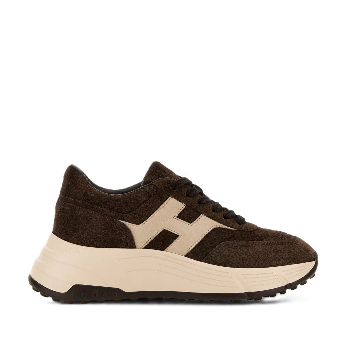 Hogan Dark Brown Suede Chunky-Sole Sneakers