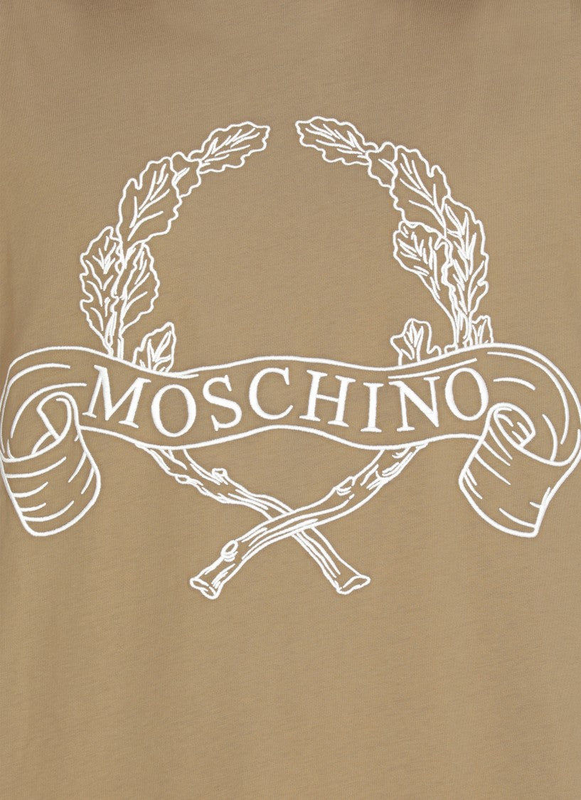 Moschino Cotton T-Shirt With Contrasting Embroidered Logo