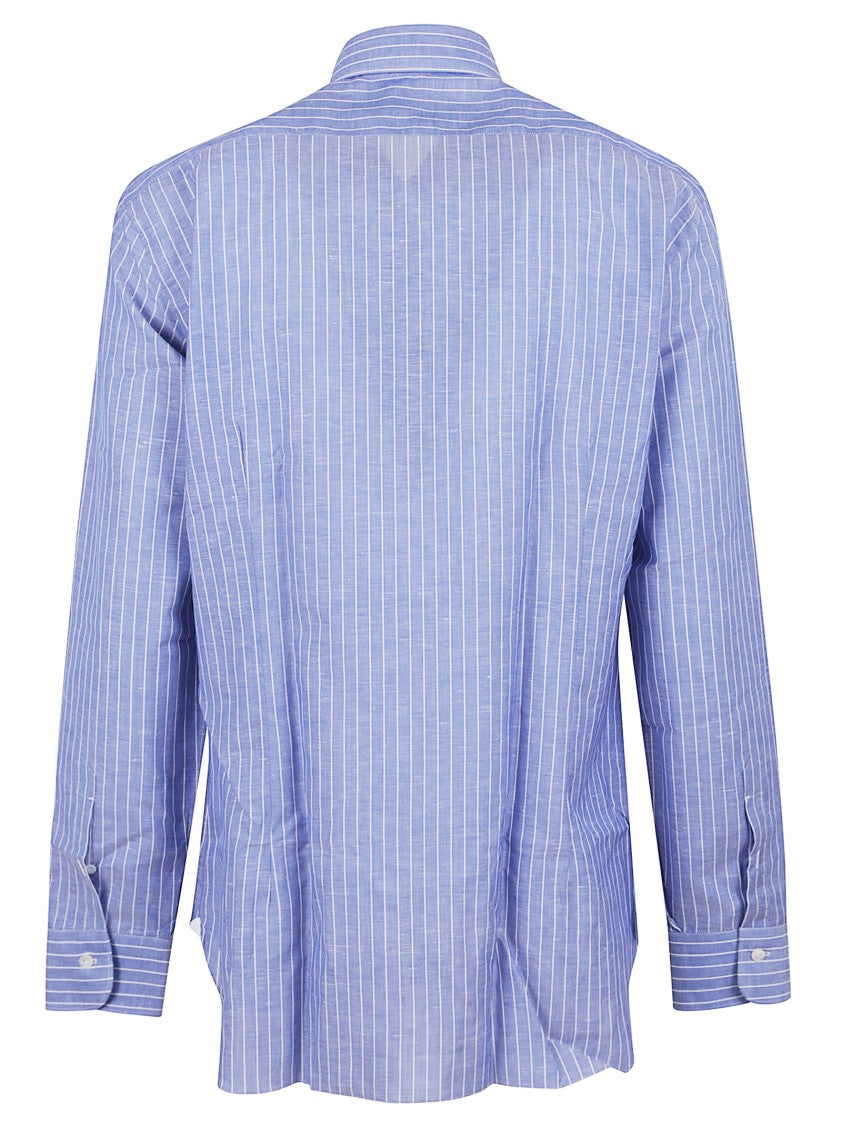 Buonamassa Button-Down Collar Shirt With Subtle Vertical Stripes