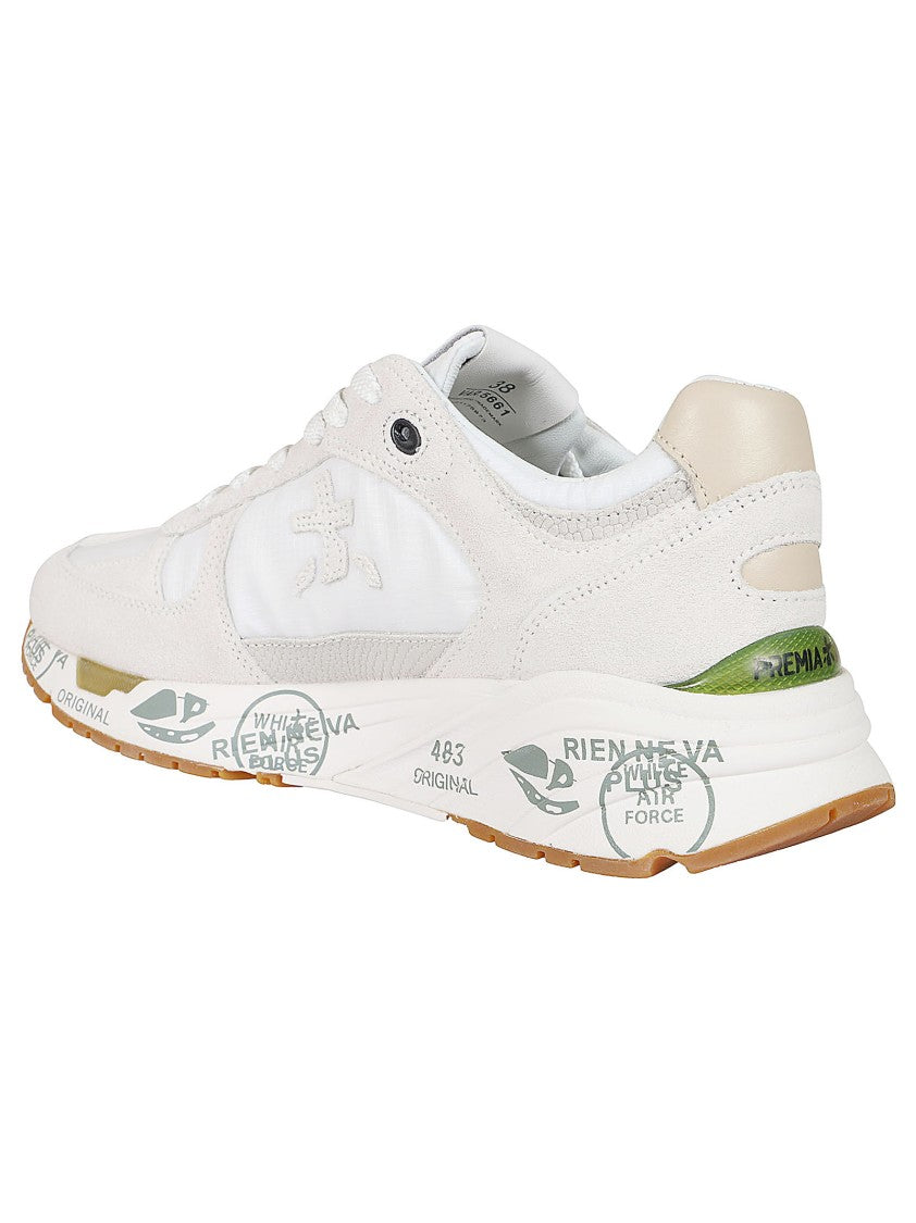 Premiata White Nylon And Suede Sneakers