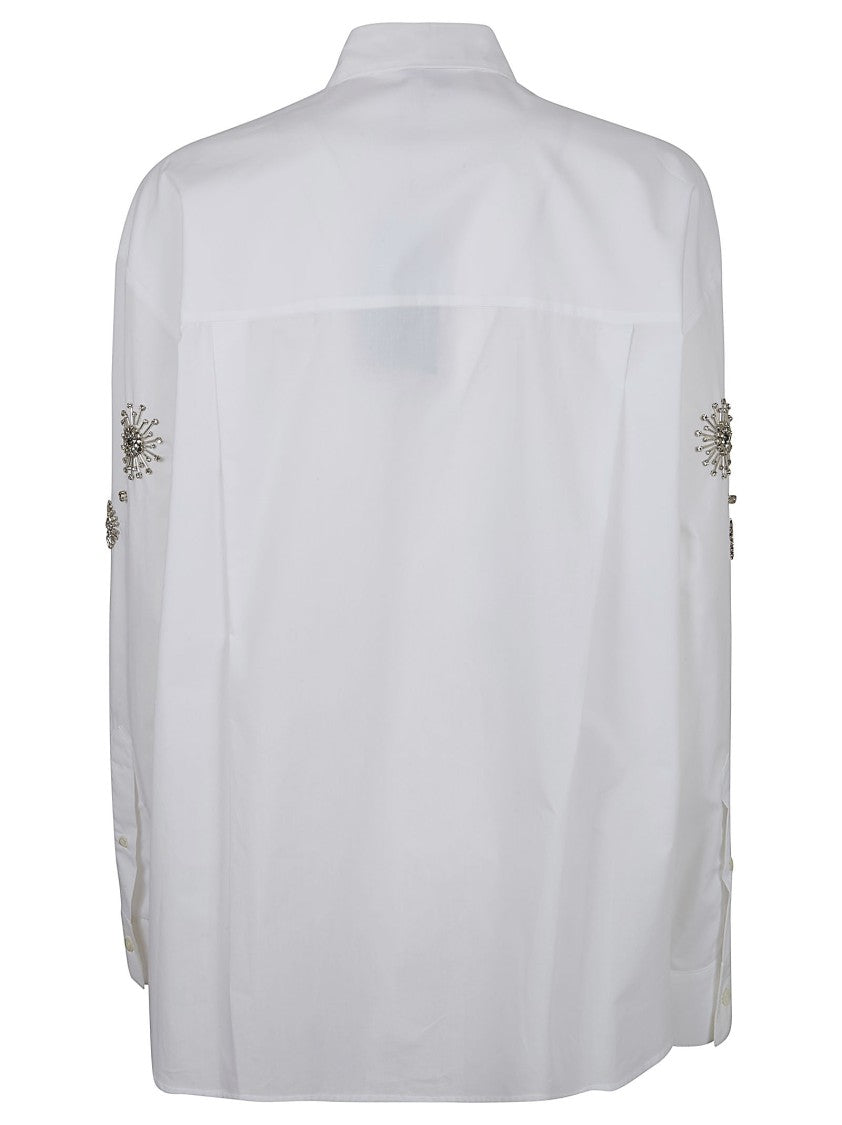 Pinko Embellished White Shirt With Starburst Patterns