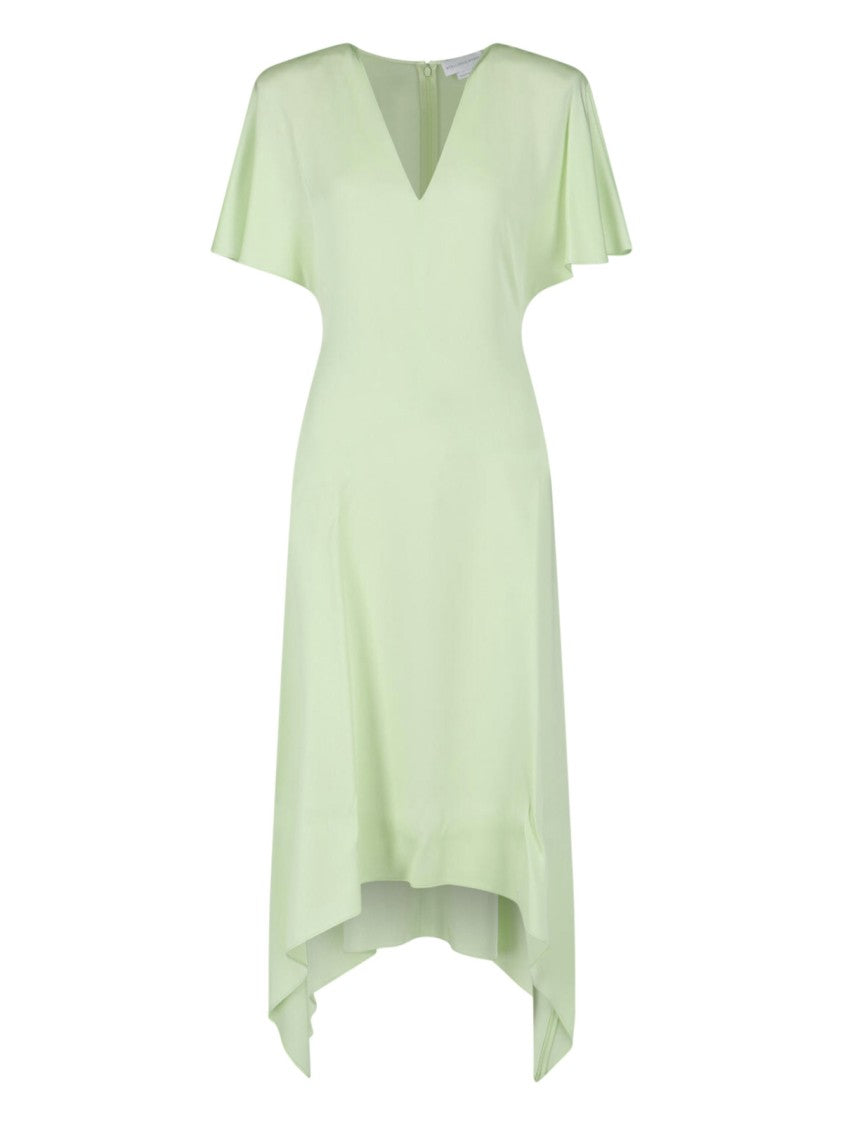 Stella Mccartney Green Asymmetrical Viscose Blend Midi Dress