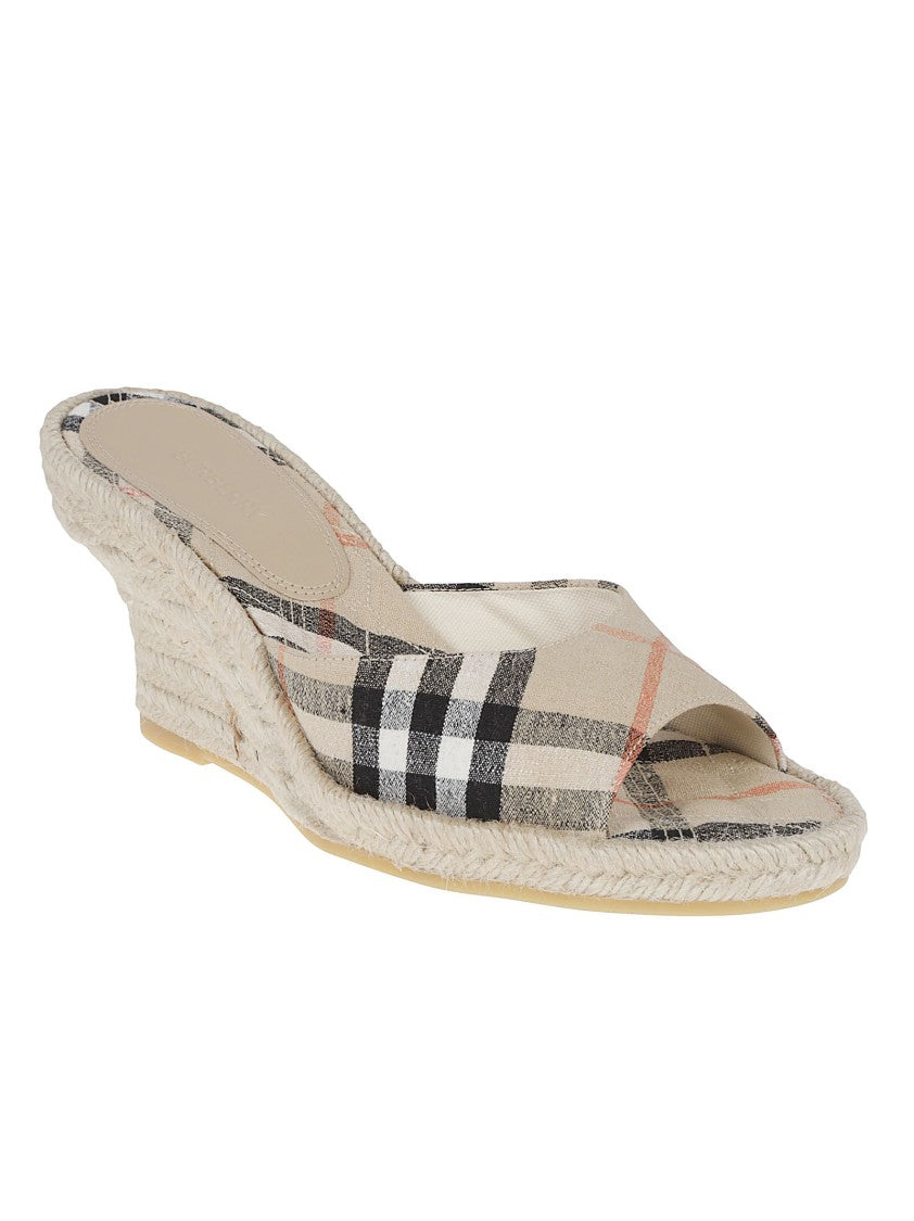 Burberry Open-Toe Mule Espadrilles With Burberry Check Design