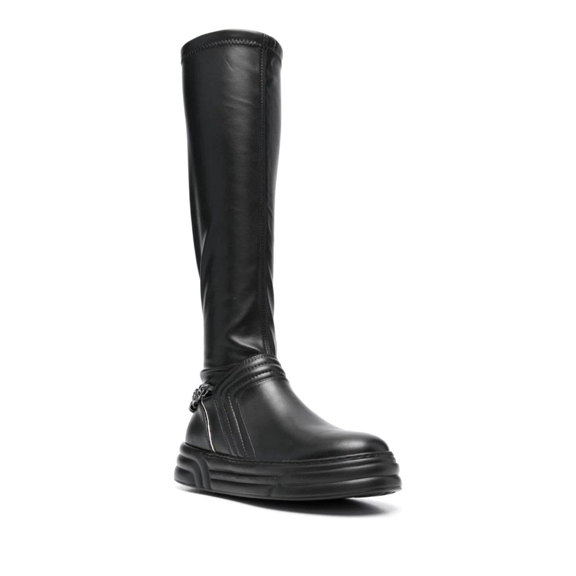 Liu Jo Black Cleo 19 Polyurethane Chain Accent Boots