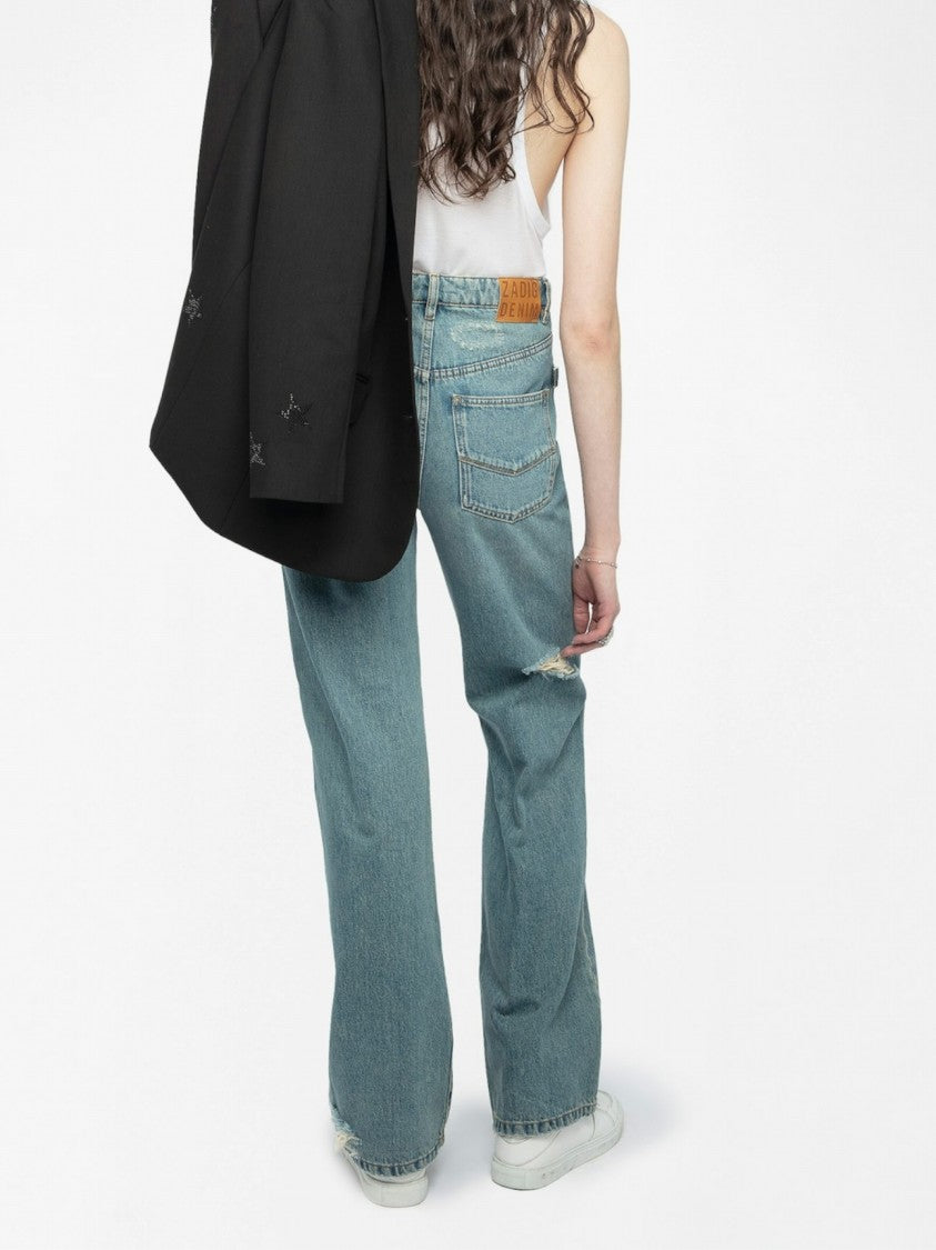 Zadig & Voltaire High-Waisted Wide-Leg Jeans With Distressed Detailing