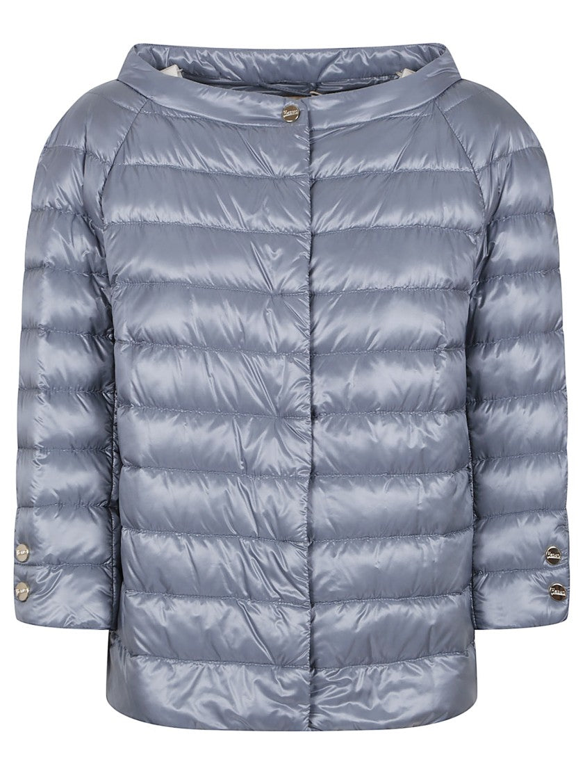 Herno Light Blue Padded Jacket With Boat Collar