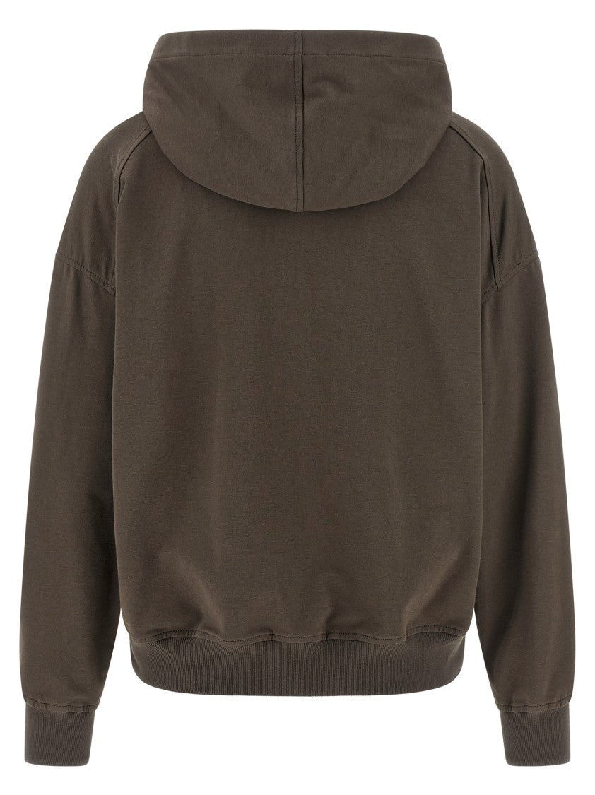 Brunello Cucinelli Brushed Cotton Hoodie With Monile Detail And Front Zip Closure