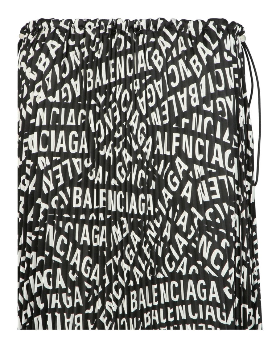 Balenciaga Pleated Midi Skirt With Signature Logo Strips