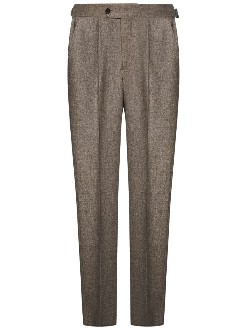 Franzese Collection Beige Tailored Trousers With Exquisite Detailing