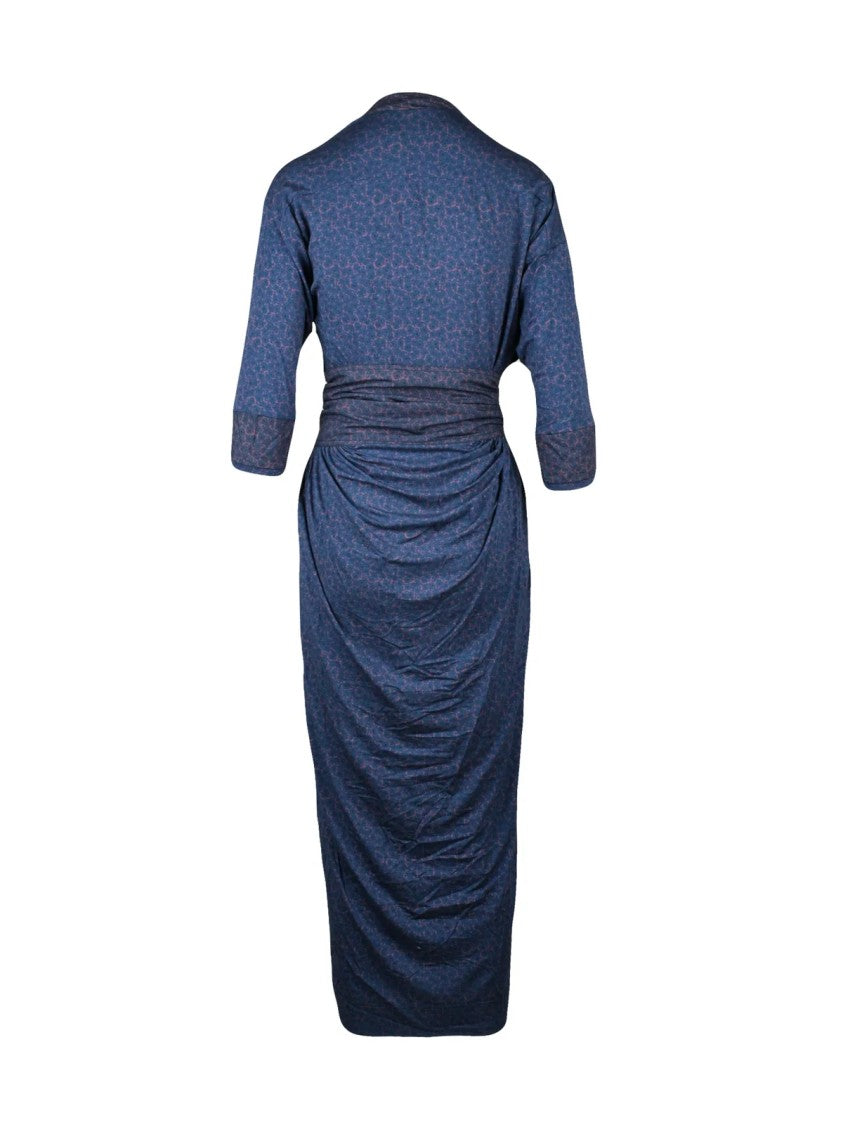 Vivienne Westwood Anglomania Blue Leopard Print Midi Dress With Bustier-Style Sash