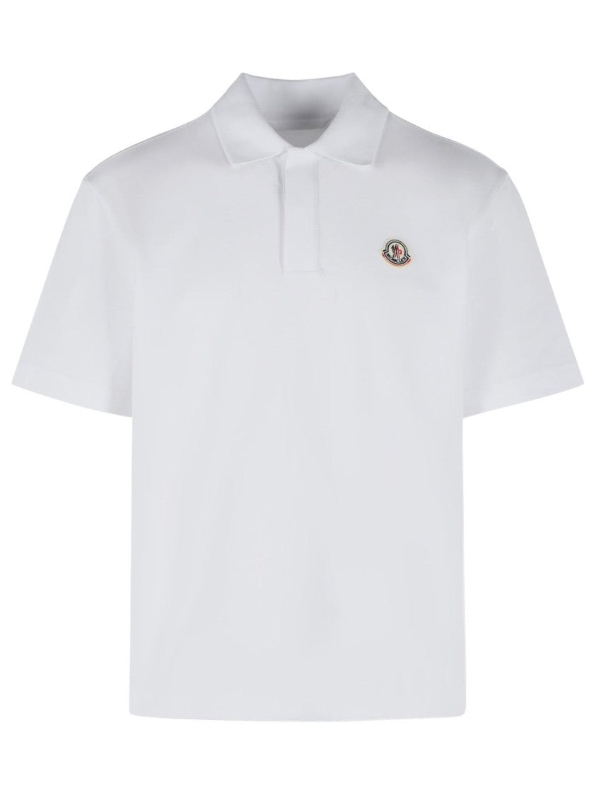 Moncler White Cotton Polo Shirt