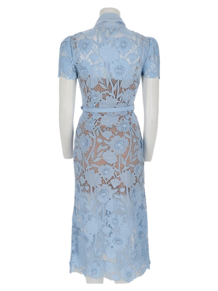 Self-Portrait Fitted Lace Bow Detail Midi Dress
