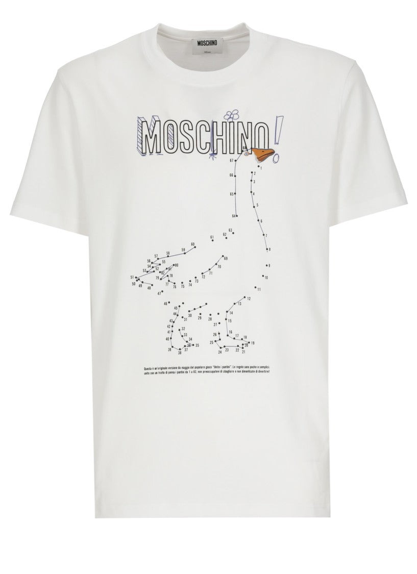 Moschino White Short-Sleeve Playful Logo Cotton T-Shirt