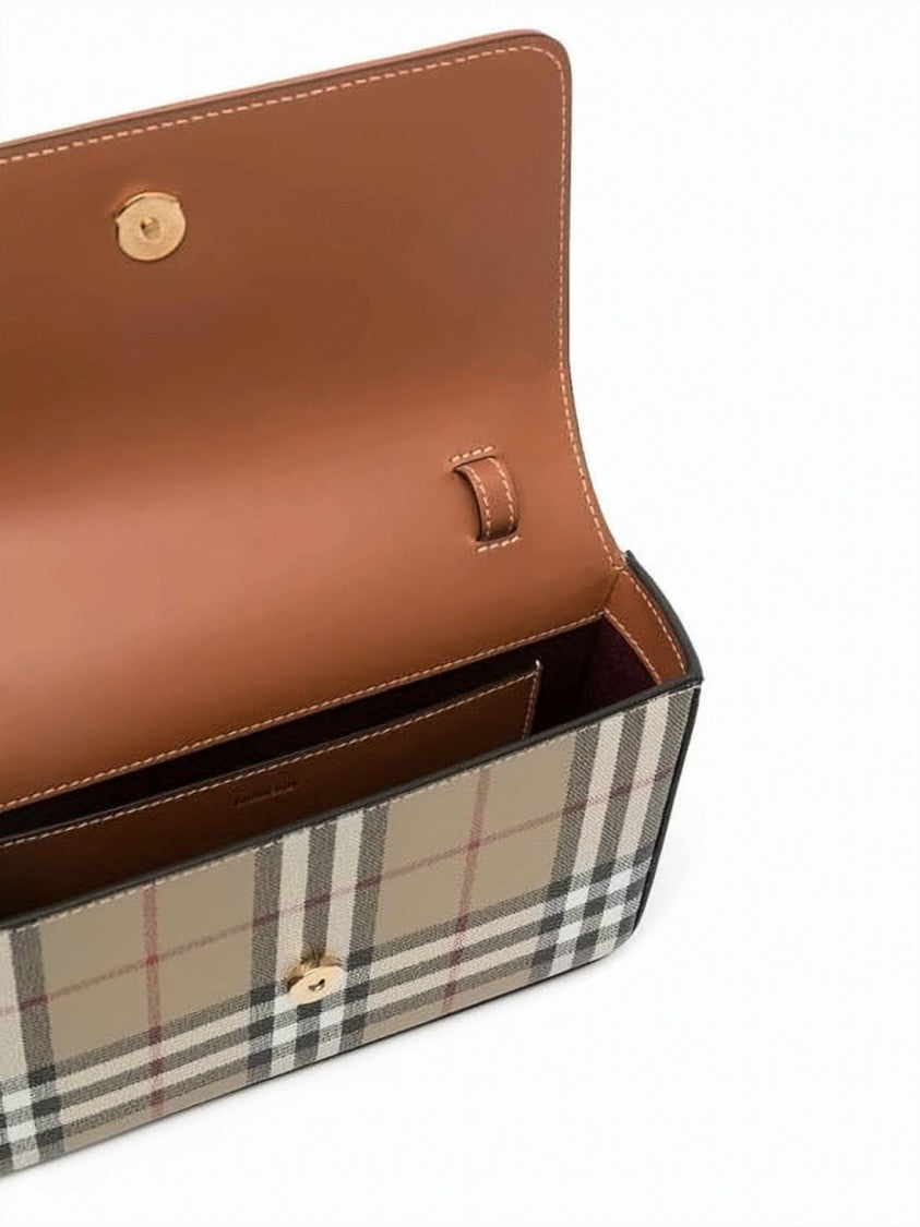 Burberry Rectangular Crossbody Bag With Iconic Checkered Pattern