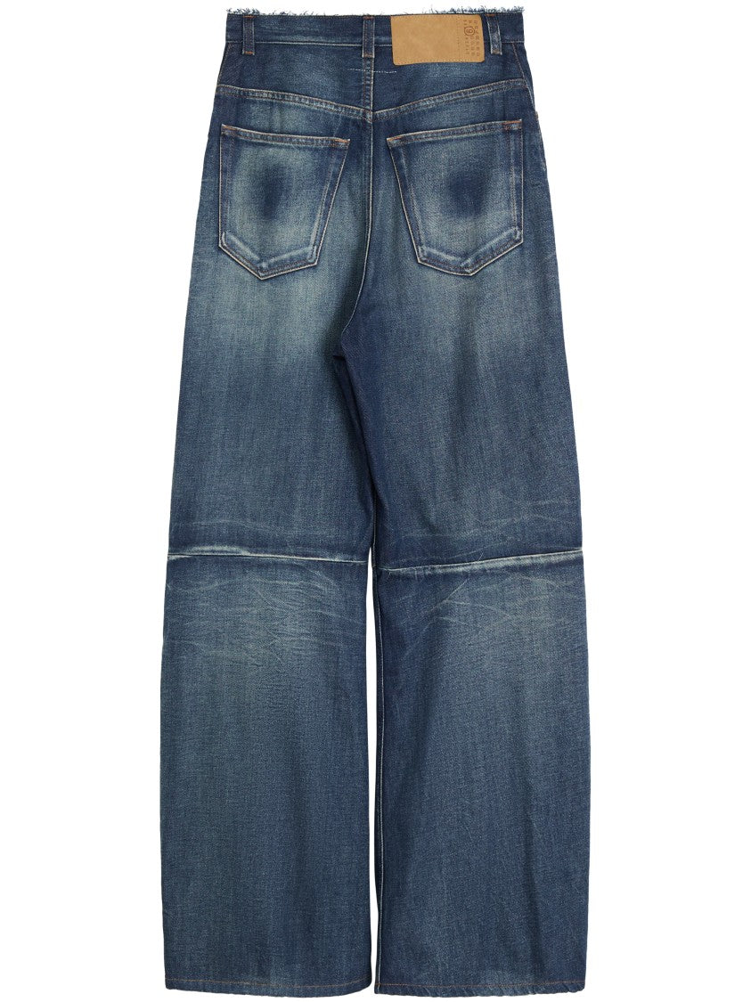Mm6 By Maison Margiela Wide-Leg Denim Trousers With Raw Hem