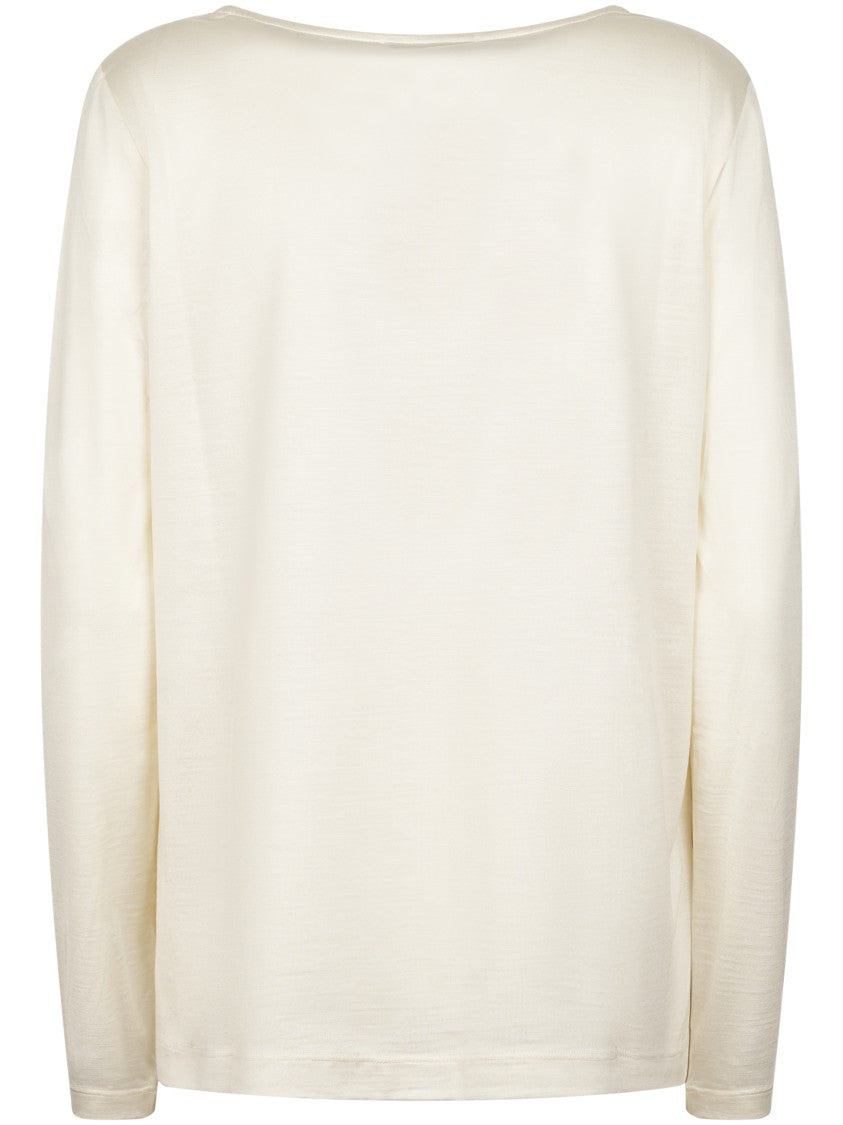 Max Mara Long-Sleeve Silk Top With Subtle Draping