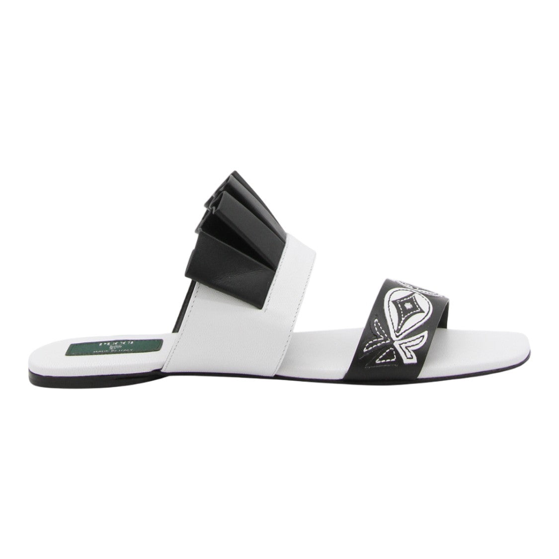 Emilio Pucci Artistic Black And White Geometric Embroidered Sandals