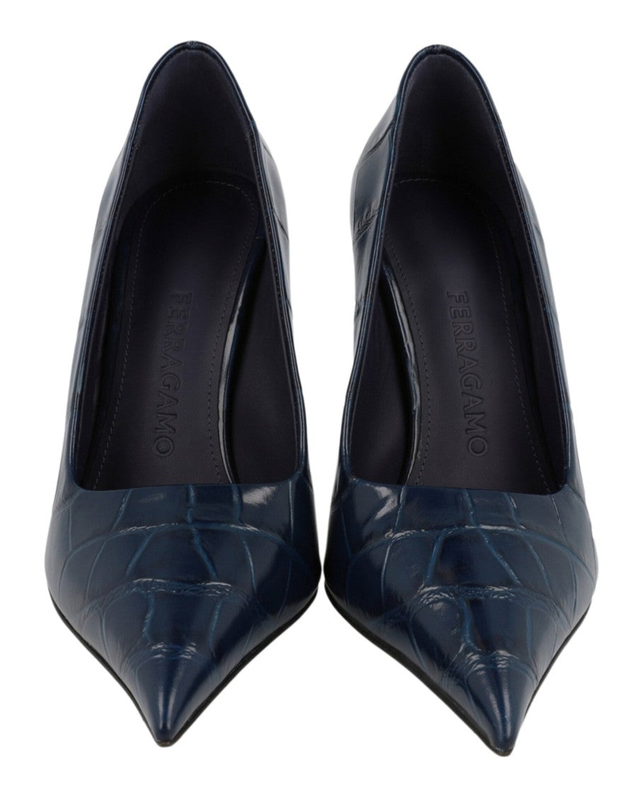 Ferragamo Eva X5 Croc Embossed Pumps