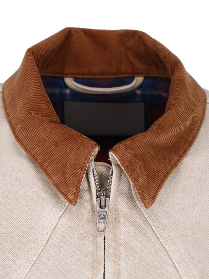 Balenciaga Beige Distressed Zip-Up Cotton Jacket