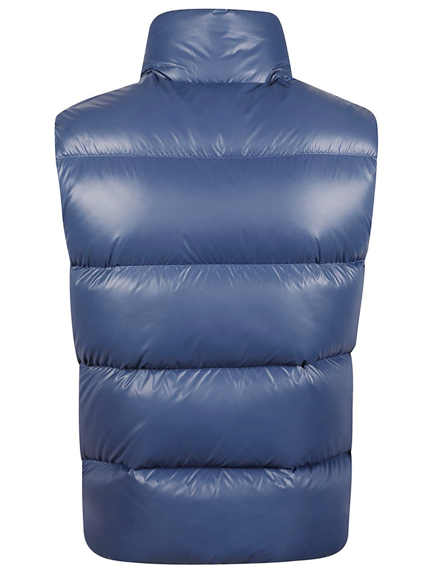 Moncler High-Collar Quilted Logo Down Vest