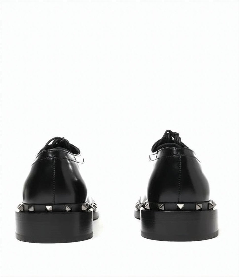 Valentino Garavani Classic Black Leather Loafers With Metallic Pyramid Studs