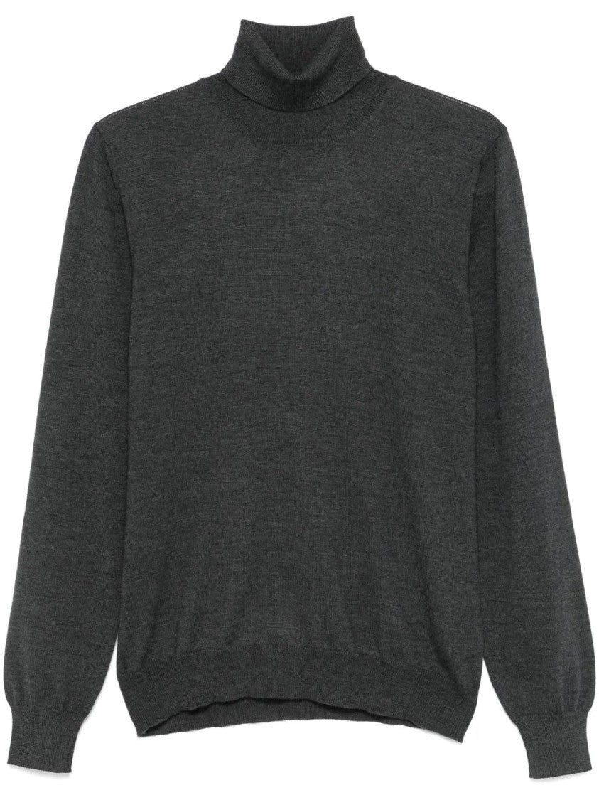 Tagliatore Turtleneck Grey Wool Knit Sweater
