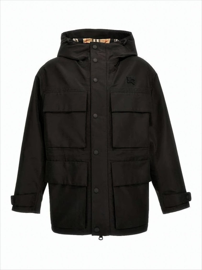 Burberry Matte Black Casual Jacket With Hood