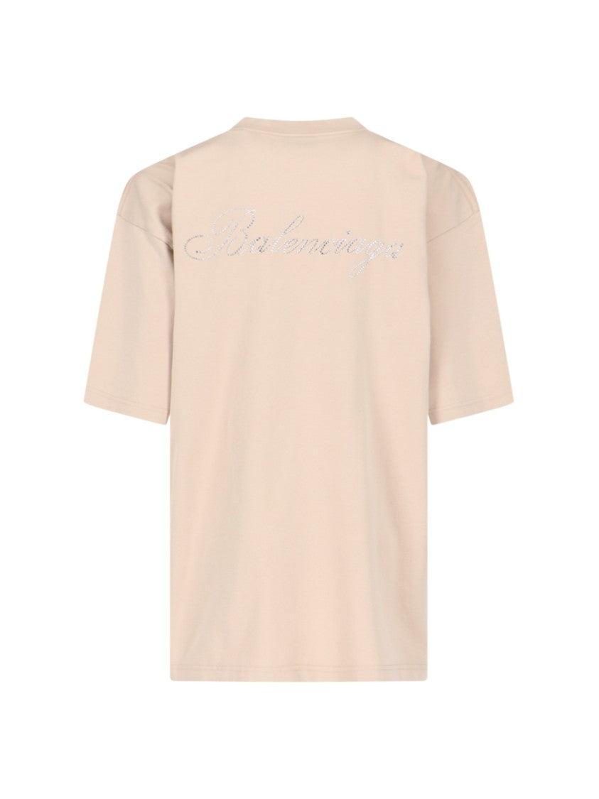 Balenciaga Crystal Logo T-Shirt – Beige