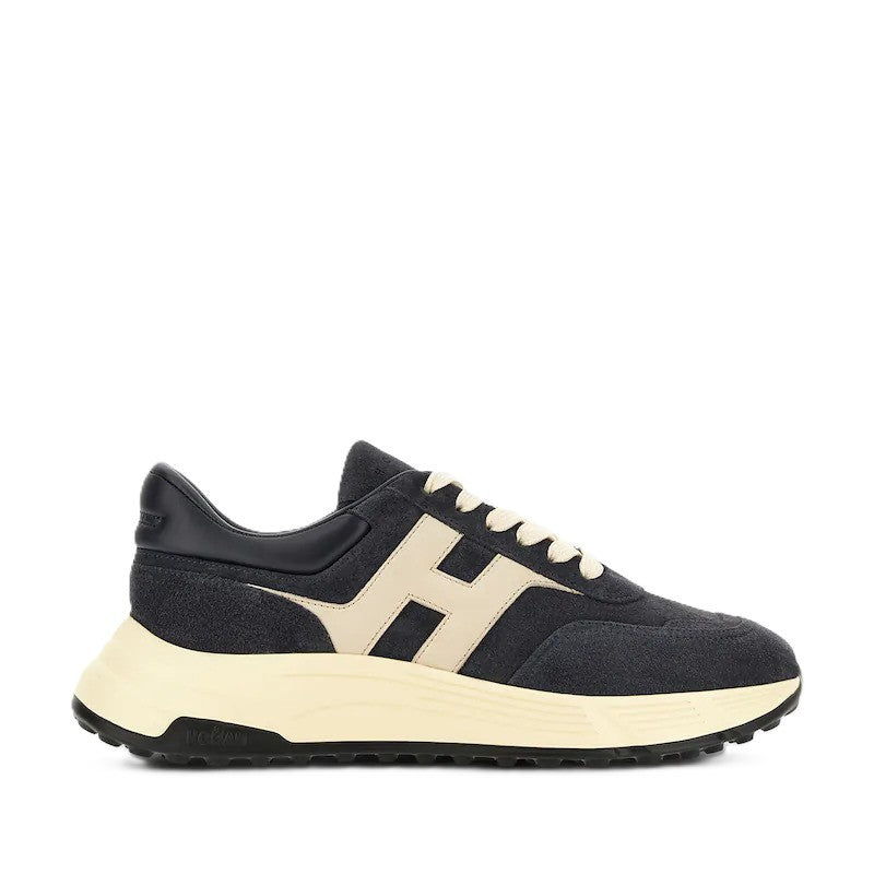 Hogan Cream Accent Suede Upper Low-Top Sneakers