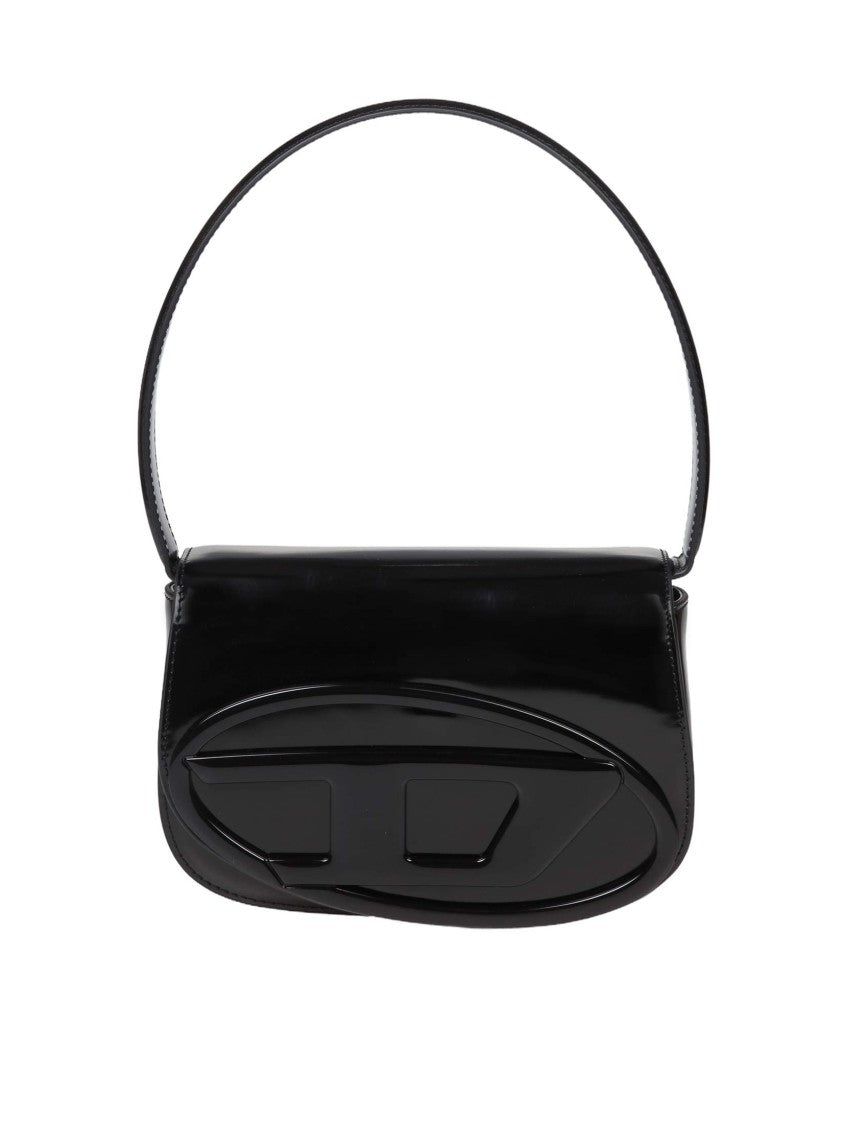 Diesel Shoulder Bag In Black Smooth Leather