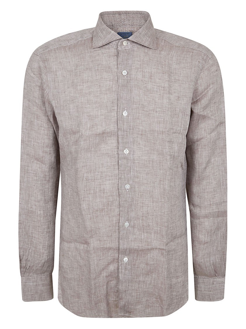 Barba Napoli Linen Long-Sleeved Shirt With Classic Collar And Textured Weave
