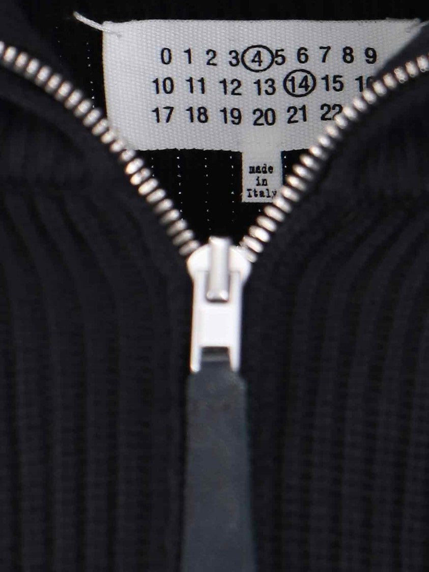 Maison Margiela Ribbed Knit Cardigan With High Collar